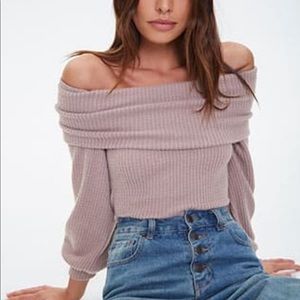 Forever 21 fold over off the shoulder sweater